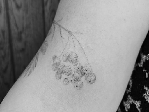 Handpoked tattoo rowan berries